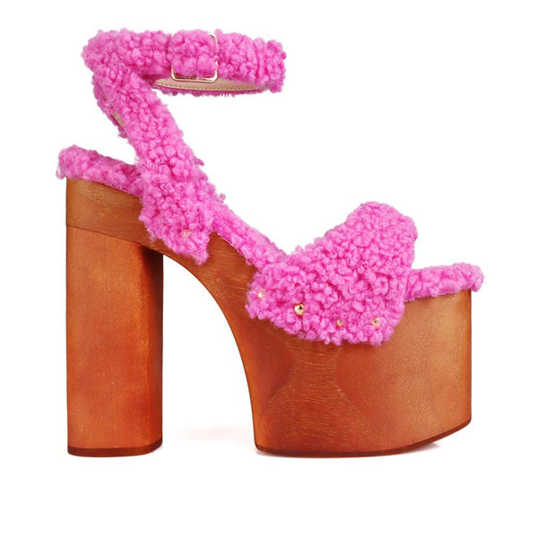 privileged by j.c. dossier Superior Pink Vegan Shearling Platform