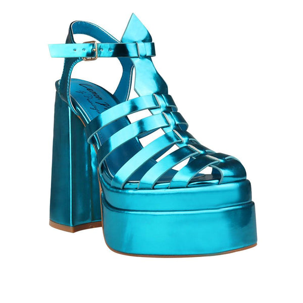 Privileged By J.c. Dossier Tacy Metallic Blue Platform Heels