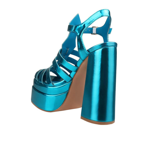 Privileged By J.c. Dossier Tacy Metallic Blue Platform Heels