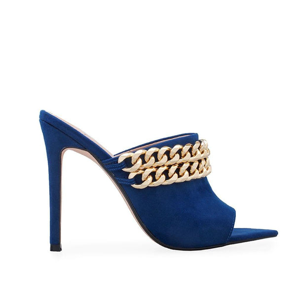 privileged by j.c. dossier Taylla Blue Pointed Peep-Toe Mule