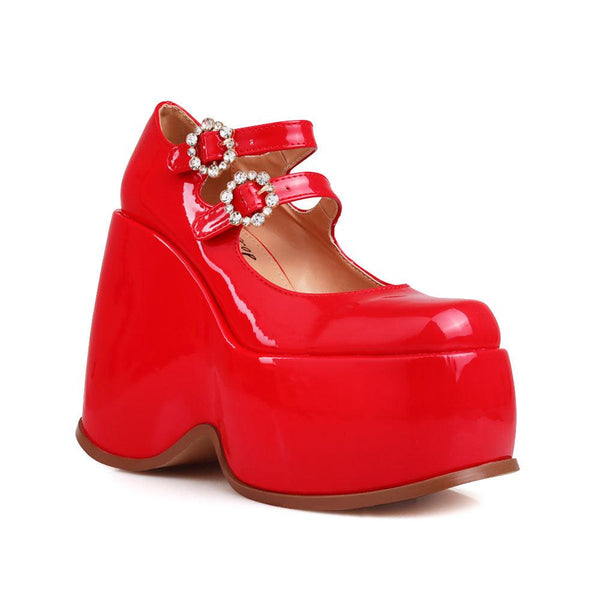 Privileged By J.c. Dossier Telly Red Vegan Leather Platform
