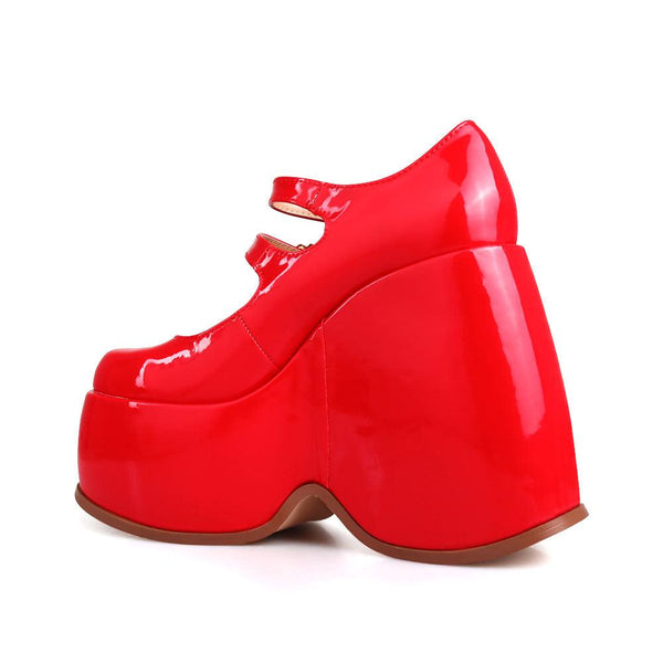 Privileged By J.c. Dossier Telly Red Vegan Leather Platform