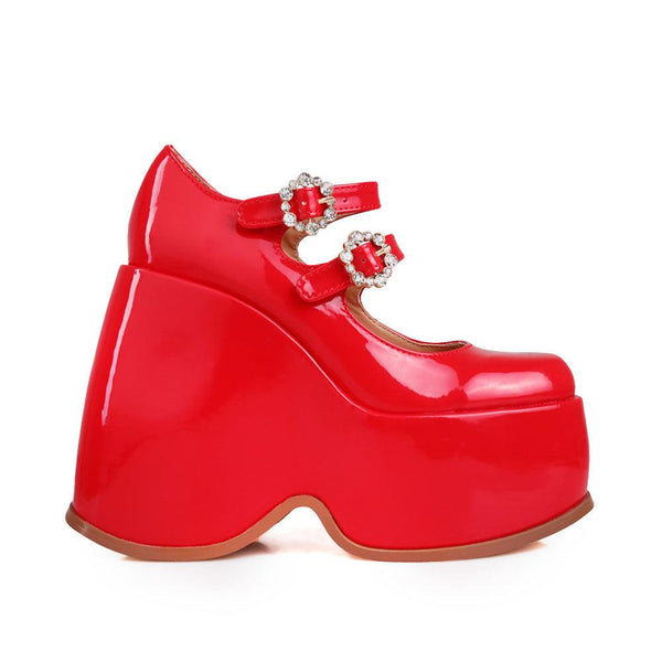 privileged by j.c. dossier Telly Red Vegan Leather Platform