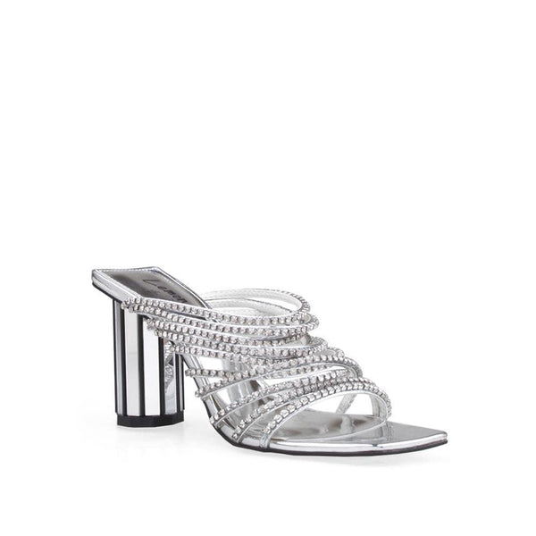 Privileged By J.c. Dossier Tendence Silver Rhinestone Heels