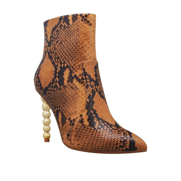 Privileged By J.c. Dossier Tilly Brown Snake Print Bootie