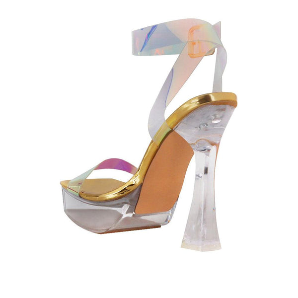 Privileged By J.c. Dossier Tirra Holographic Platform Heels