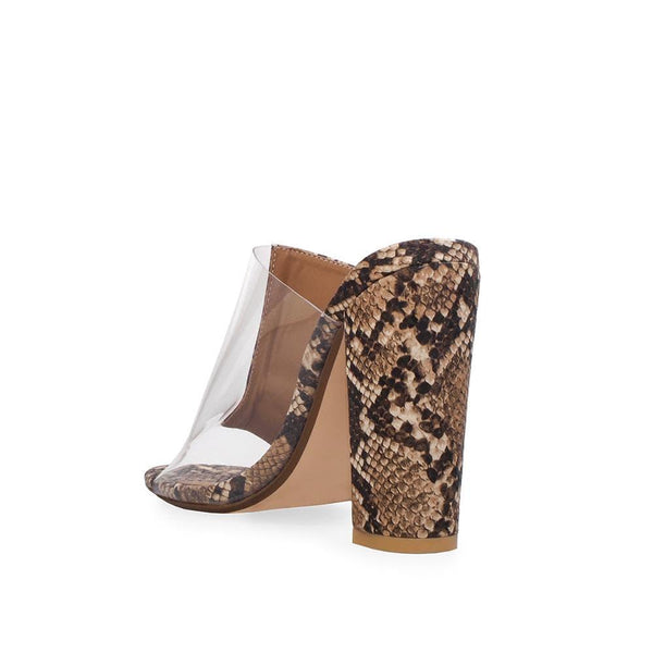 Privileged By J.c. Dossier Toilla Brown Snakeskin Heels