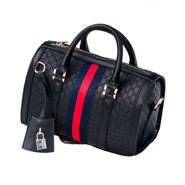 Privileged By J.c. Dossier Tori Red & White Vegan Leather Handbag