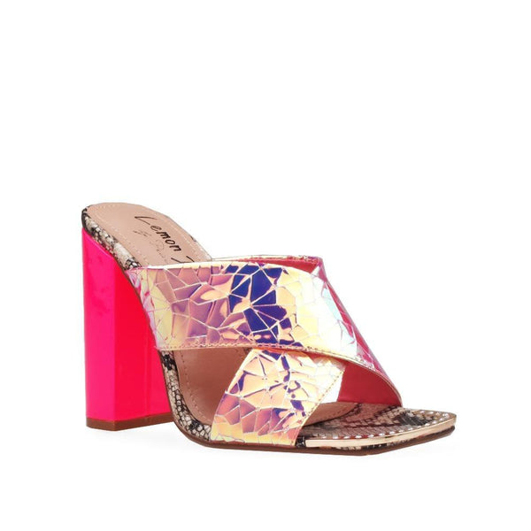 Privileged By J.c. Dossier Torin Neon Pink Holographic Heel
