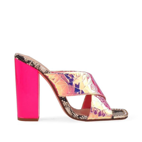 privileged by j.c. dossier Torin Neon Pink Holographic Heel