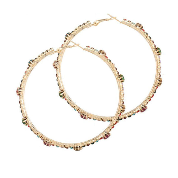 Privileged By J.c. Dossier Trivene Rhinestone Hoop Earrings