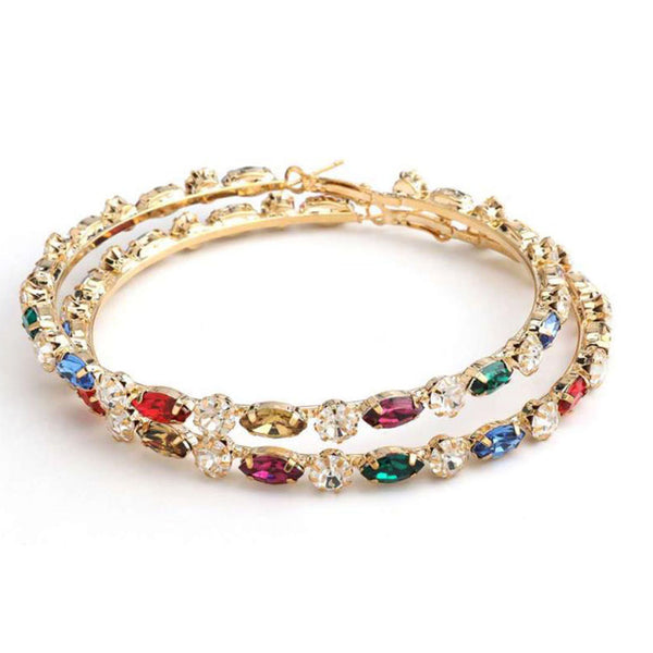 Privileged By J.c. Dossier Trivene Rhinestone Hoop Earrings