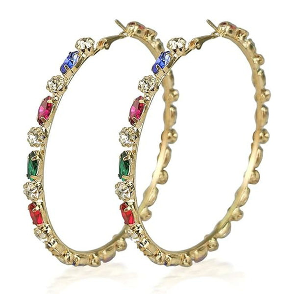 privileged by j.c. dossier Trivene Rhinestone Hoop Earrings