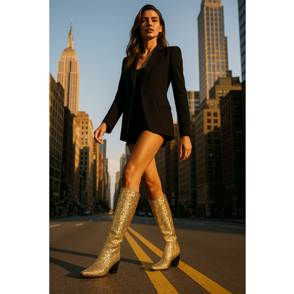 Privileged By J.c. Dossier Venicee Blue Glitter Cowboy Boots