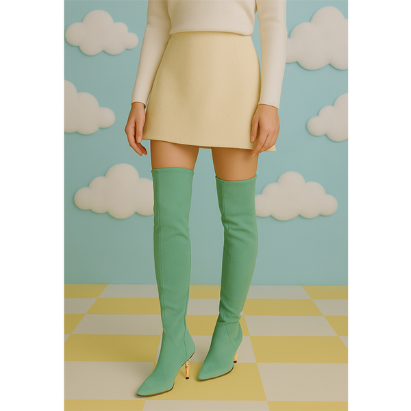 Privileged By J.c. Dossier Vercia Neon Green Over-the-Knee Boot