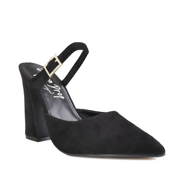 Privileged By J.c. Dossier Vivianna Black Vegan Suede Pump