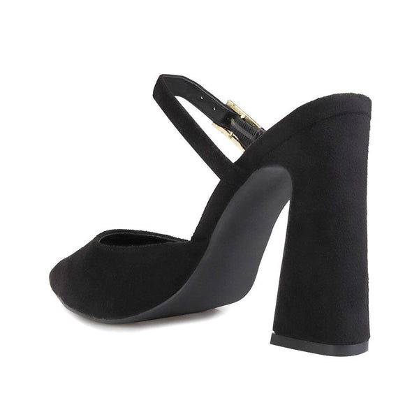 Privileged By J.c. Dossier Vivianna Black Vegan Suede Pump