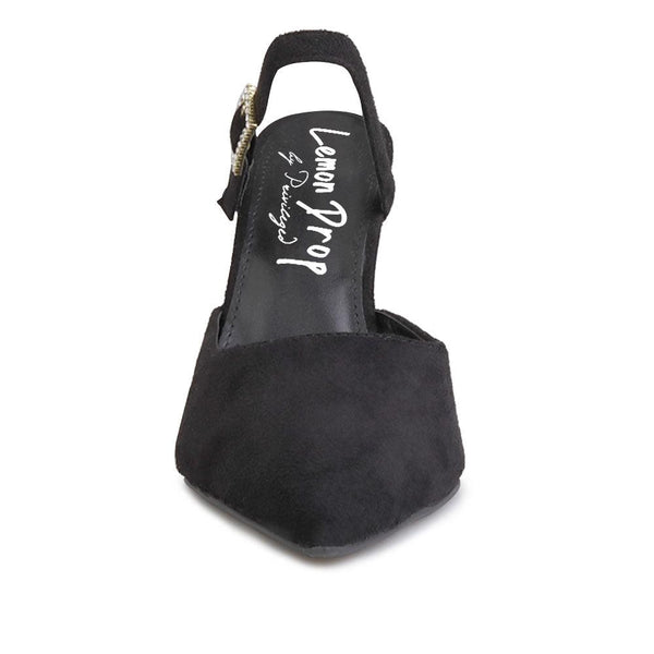 Privileged By J.c. Dossier Vivianna Black Vegan Suede Pump