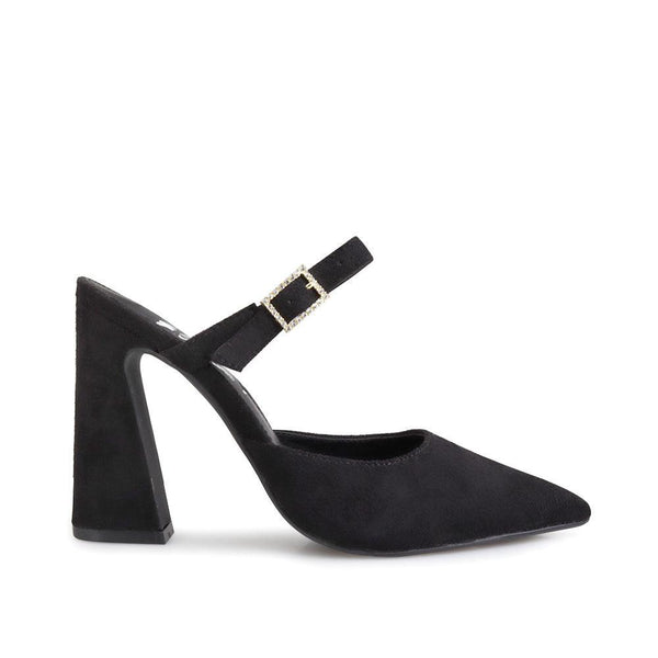 privileged by j.c. dossier Vivianna Black Vegan Suede Pump