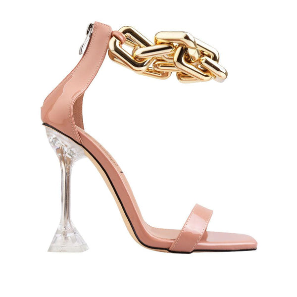 privileged by j.c. dossier Walter Nude Heel with Gold Chain