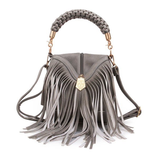 privileged by j.c. dossier Wanda Gray Fringe Crossbody Bag