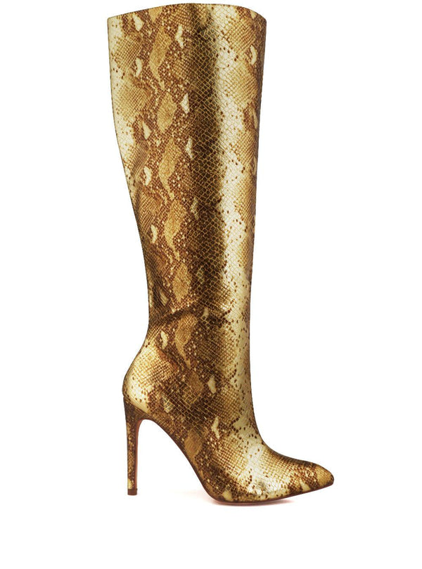 privileged by j.c. dossier Weist Metallic Gold Leather Boots