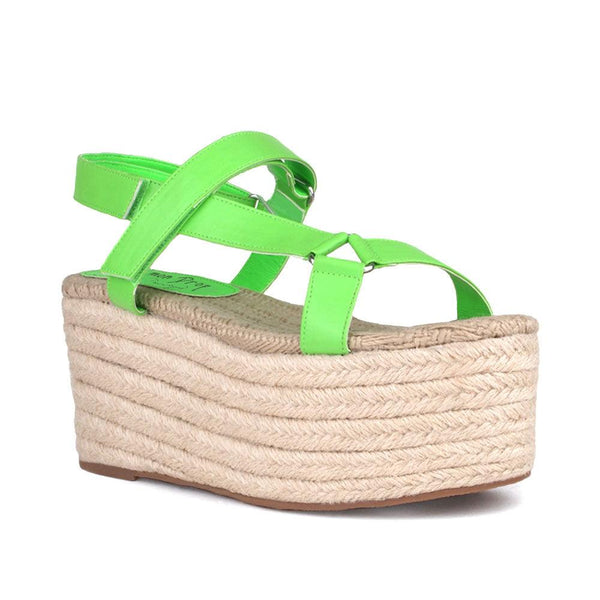 Privileged By J.c. Dossier William Neon Green Platform Sandal