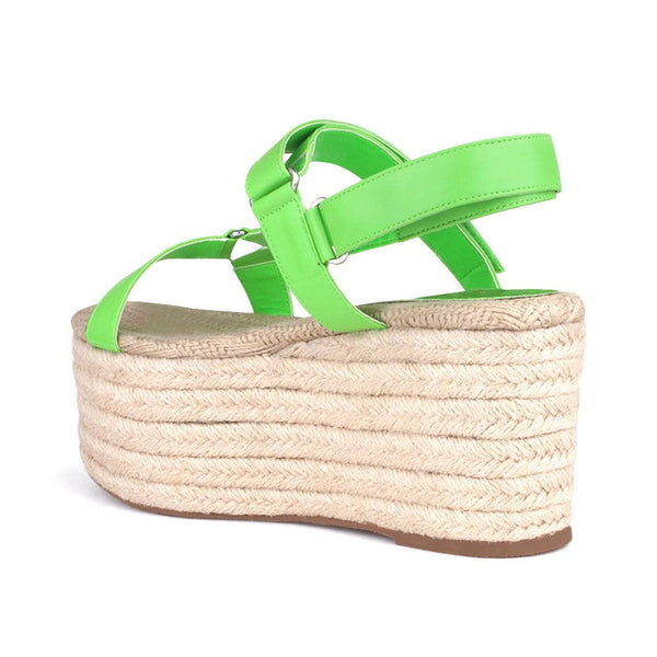 Privileged By J.c. Dossier William Neon Green Platform Sandal