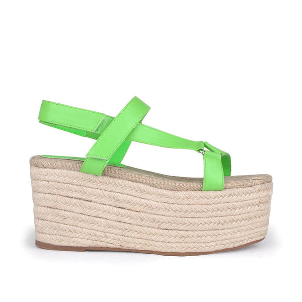 privileged by j.c. dossier William Neon Green Platform Sandal