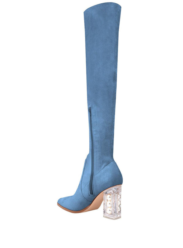 Privileged By J.c. Dossier Wilma Blue Vegan Suede Boots