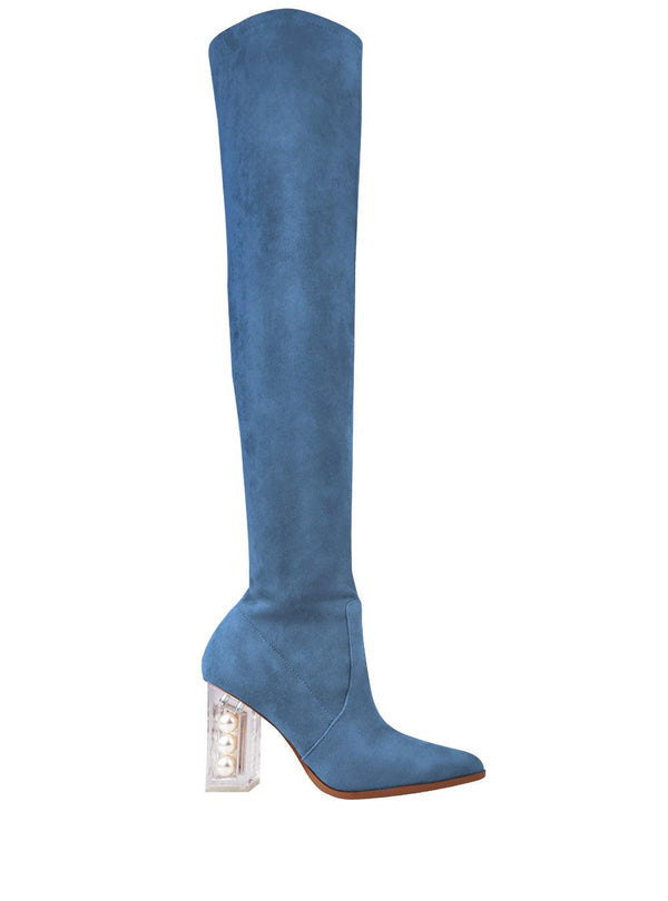 privileged by j.c. dossier Wilma Blue Vegan Suede Boots