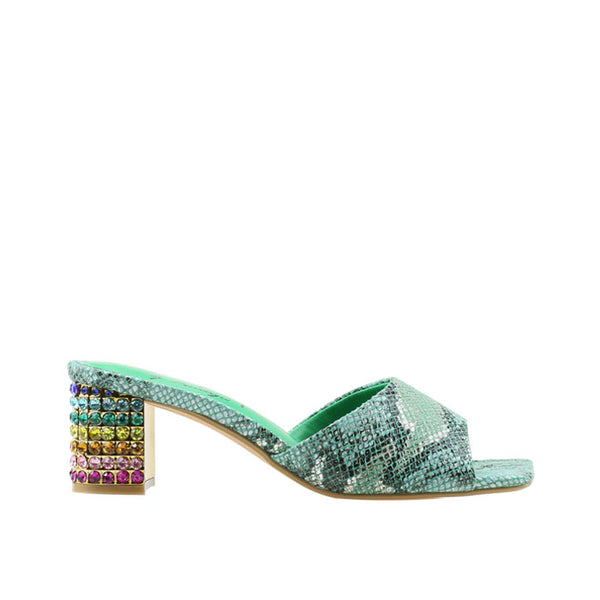Privileged By J.c. Dossier Winbush Blue Snakeskin Slide Heels