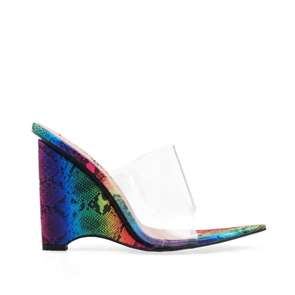 privileged by j.c. dossier Wizard Rainbow Snakeskin Wedge