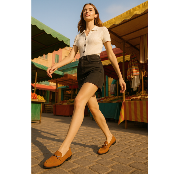 Privileged By J.c. Dossier Wood Tan Vegan Suede Flats