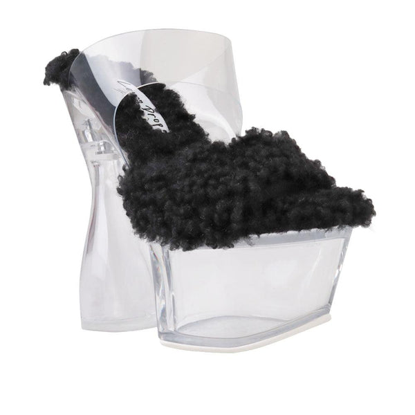 Privileged By J.c. Dossier Xavia Black Fuzzy Platform Heels