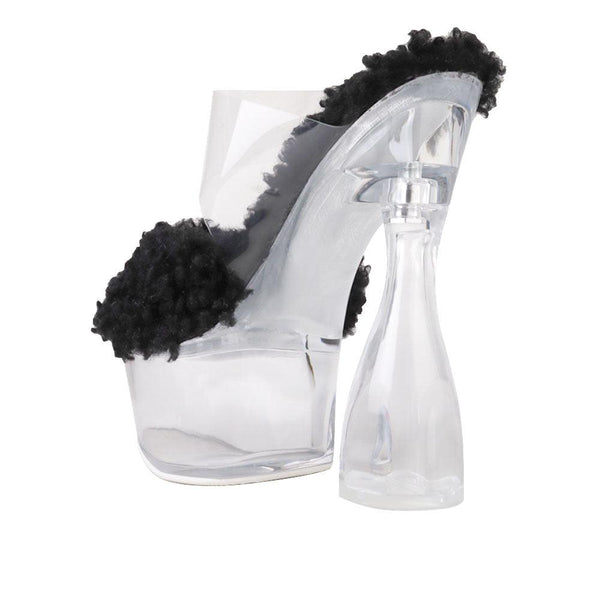 Privileged By J.c. Dossier Xavia Black Fuzzy Platform Heels