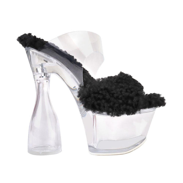 privileged by j.c. dossier Xavia Black Fuzzy Platform Heels