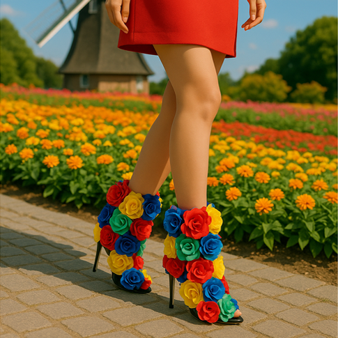Privileged By J.c. Dossier Xoanna Floral Bootie - Bold Satin Heels