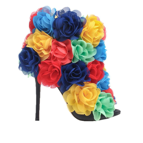 Privileged By J.c. Dossier Xoanna Floral Bootie - Bold Satin Heels