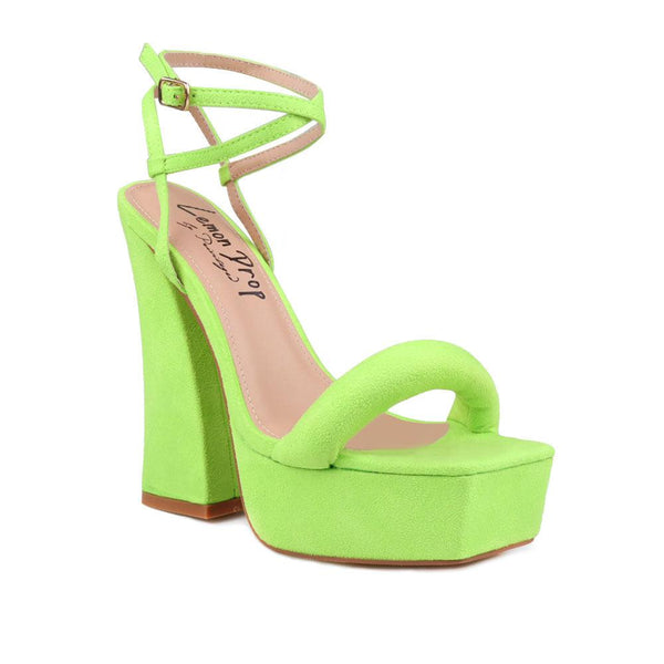 Privileged By J.c. Dossier Yesenia Neon Green Platform Heels