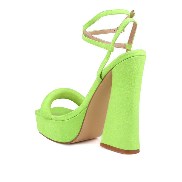 Privileged By J.c. Dossier Yesenia Neon Green Platform Heels