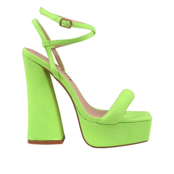 privileged by j.c. dossier Yesenia Neon Green Platform Heels
