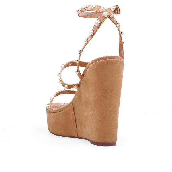 Privileged By J.c. Dossier Yogo Tan Pearl-Strap Wedge