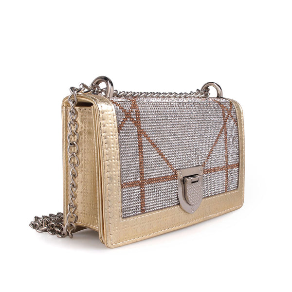 Privileged By J.c. Dossier Yuri Metallic Rhinestone Handbag