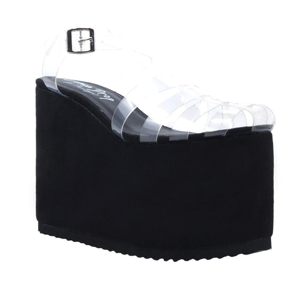 Privileged By J.c. Dossier Zahara Black Vinyl Platform Bootie