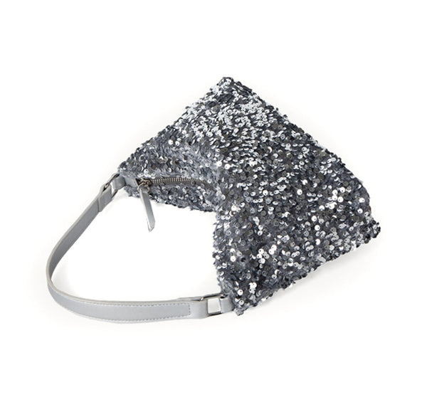 Privileged By J.c. Dossier Zosia Paillette Fabric Handbag In Silver