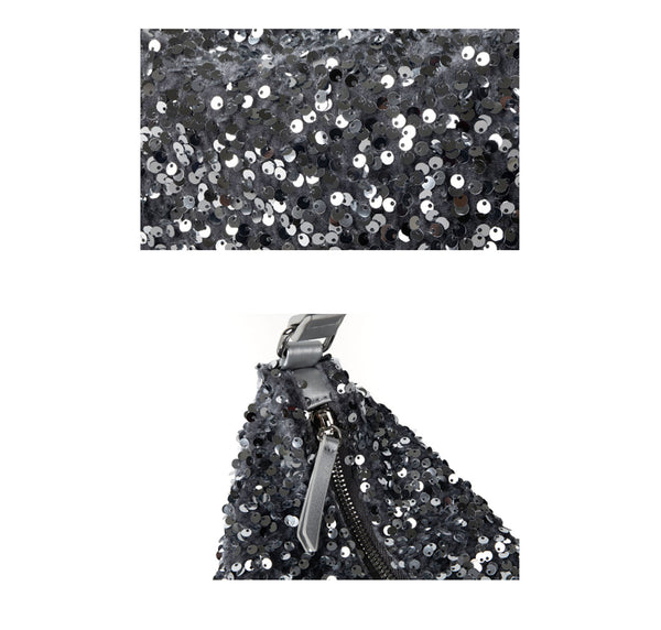 Privileged By J.c. Dossier Zosia Paillette Fabric Handbag In Silver