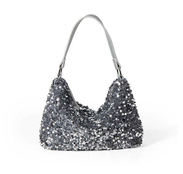 privileged by j.c. dossier Zosia Paillette Fabric Handbag in Silver