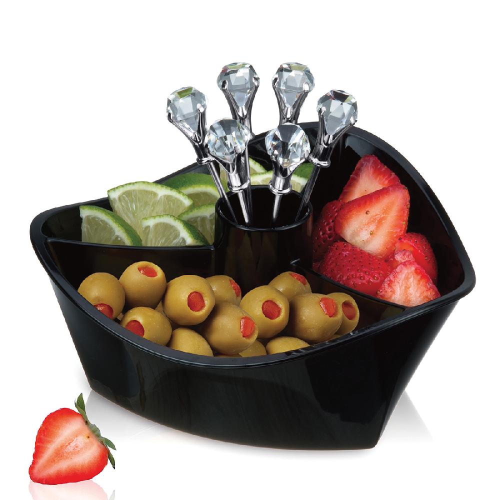 prodyne Black Bowl with Clear Diamond Head Picks happy hour Garnish Servers - Prodyne