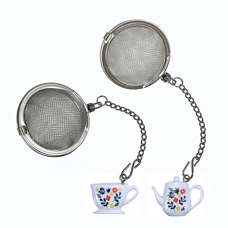 prodyne Decorated Blue Teapots/Teacups Stainless Steel Tea Infusers - Prodyne